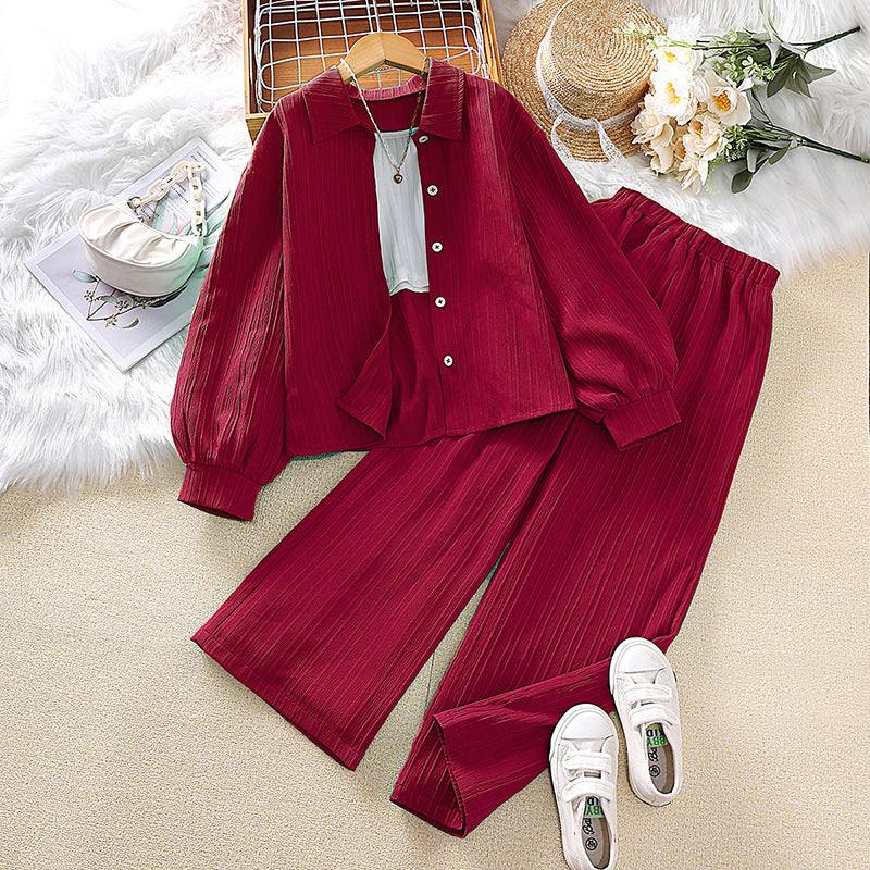 Modern Prep | Girls Collared Long-Sleeve Shirt & Tailored Pants Set