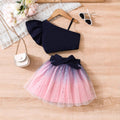 Girls Starry Ombre Set - Flying Sleeve Princess Outfit