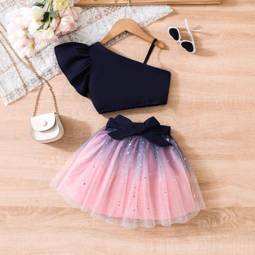 Girls Starry Ombre Set - Flying Sleeve Princess Outfit