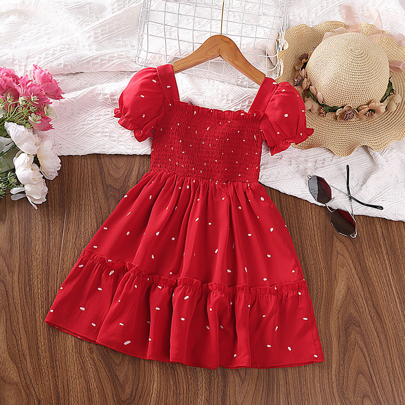 Girls Polka Dot Princess Dress | 2026 Summer Short Sleeve Tutu Dress
