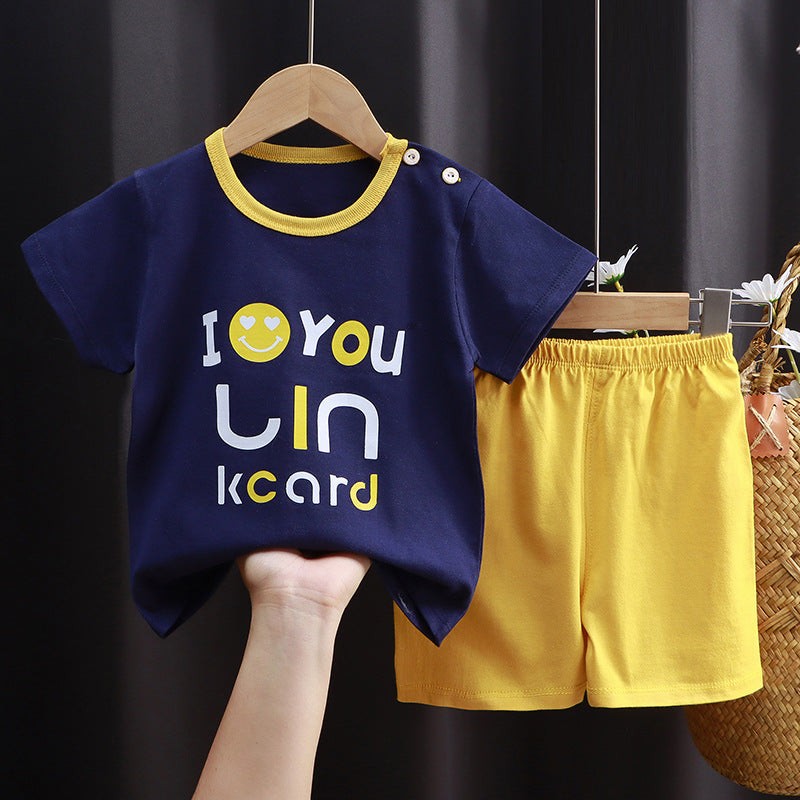 Kids Pure Cotton Summer Set - Breathable Korean Fashion Short-Sleeve Outfit
