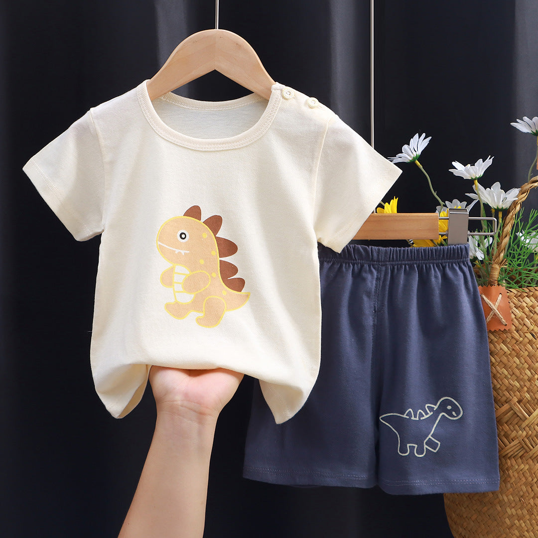 Kids Pure Cotton Summer Set - Breathable Korean Fashion Short-Sleeve Outfit