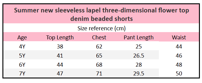 The Petal Prep | Girls’ 3D Flower Lapel Top & Beaded Denim Shorts Set